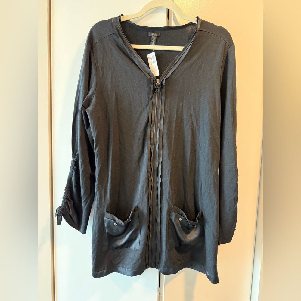 Soma Intimates Black Satin Trim Jacket